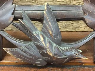 Vintage Large Black Forest Germany Hand Carved Cuckoo Front Frame - Flying Birds 4