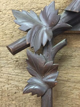 Vintage Large Black Forest Germany Hand Carved Cuckoo Front Frame - Flying Birds 5