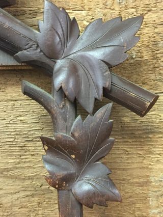 Vintage Large Black Forest Germany Hand Carved Cuckoo Front Frame - Flying Birds 6