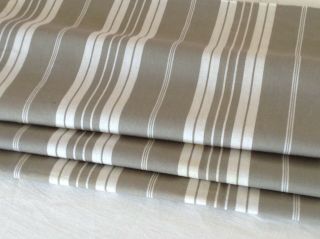 French Vintage Khaki/grey And White Striped Ticking Fabric 58 " X 44 " Cutter