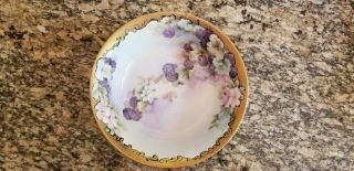 Vintage Haviland Art Nouveau Gold Gild Raised Hand Painted Berry Floral Bowl