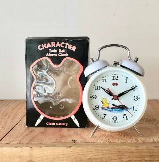 Vintage Character Alarm Clock - Animated Duck And Alligator Wind Up Alarm Clock