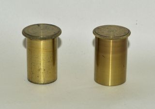 2 X Empty Objective Lens Canister For Brass Microscope.