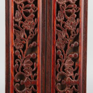 Chinese Exquisite Hand - carved flower Carving Wooden Paperweight A Pair 8