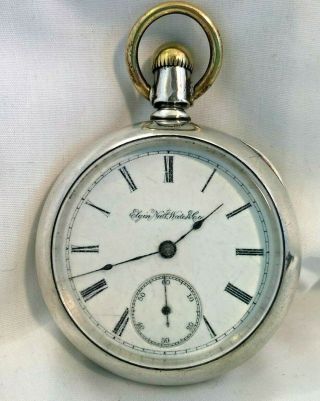 1889 Elgin National Watch Co.  Pocket Watch 11j 18s Coin Silver Case Nr