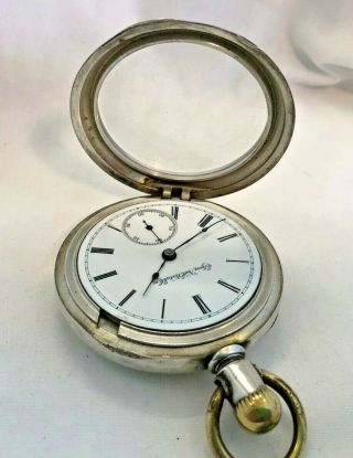 1889 Elgin National Watch co.  Pocket Watch 11J 18S Coin Silver Case NR 3