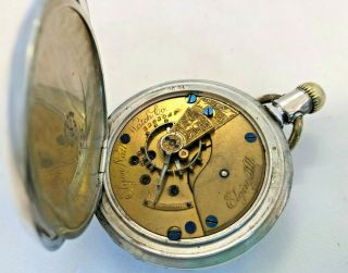 1889 Elgin National Watch co.  Pocket Watch 11J 18S Coin Silver Case NR 8