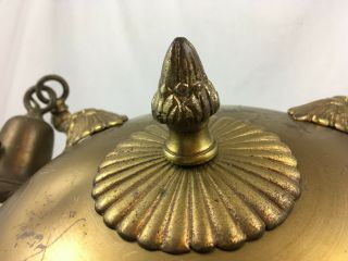 Antique Art Nouveau Brass Chandelier 4 Ceiling Lighting Fixture Ornate Pan VTG 6
