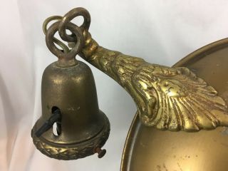 Antique Art Nouveau Brass Chandelier 4 Ceiling Lighting Fixture Ornate Pan VTG 7