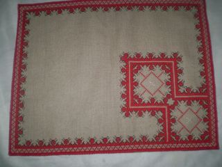 Vintage Hand - Embroidered Linen Tablecloth Natural Color