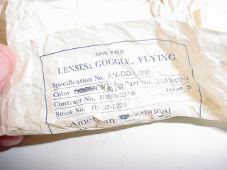 vintage WW2 USN pilot MK MARK 4 FLYING GOGGLES & SPARE LENSES 3