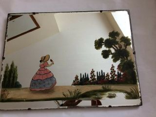 Vintage Frameless Crinoline Lady Mirror - Beautifully Painted - 20 " X 15 "