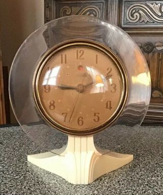 Vintage Art Deco Telechron Alarm Clock - Model 7h121.  Bakelite Lucite