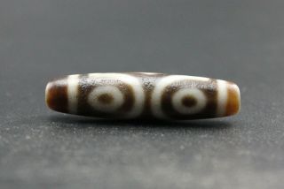 47 12mm Oriental Vintage Unusual Agate Tibetan Old 3 Eyes Dzi Bead