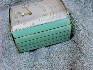 Vintage Art Deco Green & Brass Trim Kienzle Alarm Clock - Good Order 4