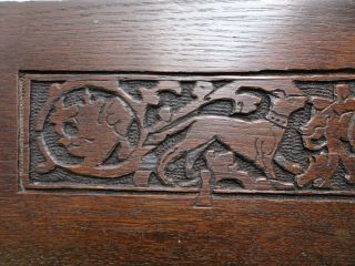 Mid 19thc Black Forest Wooden Oak Panel With Hare & Dog Carvings C1860s