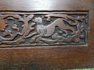 MID 19thC BLACK FOREST WOODEN OAK PANEL WITH HARE & DOG CARVINGS c1860s 3
