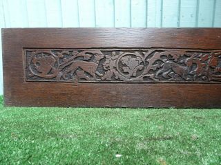 MID 19thC BLACK FOREST WOODEN OAK PANEL WITH HARE & DOG CARVINGS c1860s 5