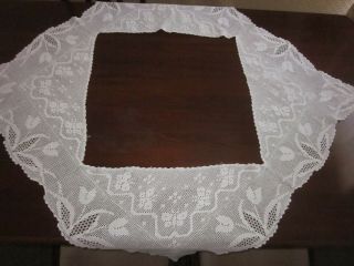 Vintage Tulips And Butterflies White Filet Crochet Lace Tablecloth Edging