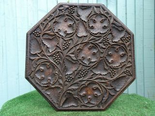 19thc Black Forest Wooden Oak Carved Panel With Intricate Carvings C1890s