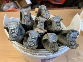 8 Old Cast iron window sash weights 5 pounds from 1920s 3