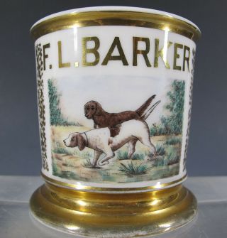 Antique C 1899 T&v Occupational Shaving Mug Fl Barker Hunter Dog Breeder Nr Yqz