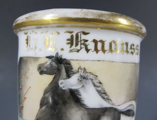 Antique c 1905 J&C Occupational Shaving Mug H C Knauss Equestrian Horseman yqz 4