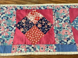 Feedsack Fun c 30s Four Patch TABLE Quilt Runner 57 x 9 Vintage Dog Juvenile 4