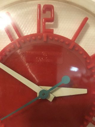 Vintage GE Telechron Electric Wall Clock 2H104 Red and White 2