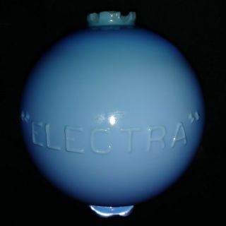 Antique Circa 1880 - 1920`s Blue Glass Embossed Electra Rd.  Lightning Rod Ball