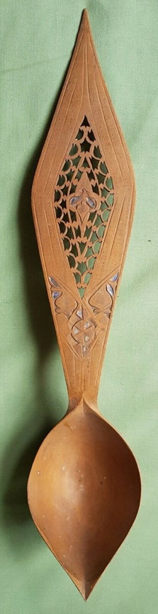 Beautifully Carved Wood Spoon From Java Or Bali? Indonesian.  Antique