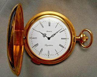 Vintage Arnex Swiss 5 Minute Repeater Pocket Watch in Gold Plated Hunter Case 2