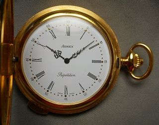 Vintage Arnex Swiss 5 Minute Repeater Pocket Watch in Gold Plated Hunter Case 8