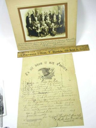 12th West Virginia Infantry 1865 Civil War Discharge  w Reunion Photo 2