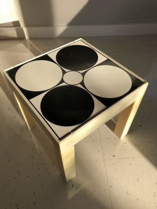 Mid Century Mod Modernist Contemporary Pop Art Pantone Red 13 " X13 " Parsons Table
