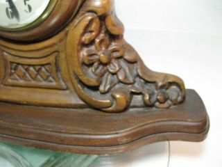 1950 ' s Vintage Ornate Hand Carved Wood Sessions Electric Mantel Clock - Model W 5