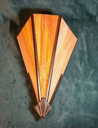 Vintage Slag Glass Light Fixture Sconce Art Deco Orange