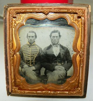 1/6 Plate Size Civil War Soldier Musician Militia? Ambrotype Initials On Image