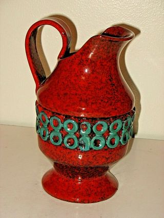 Vintage Londi Bitossi Red Raymor Mid Century Modern Pottery Pitcher Vase Italy