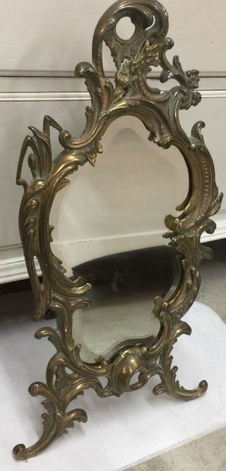 National Brass Iron Art Nouveau Mirror Beveled Bronze?,  Flowers Whiplash