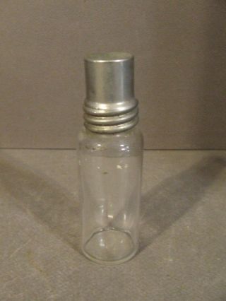 Vintage Glass Apothecary Medicine Bottle With Glass Stopper And Metal Screw Lid