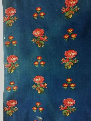 Charming 19th C.  French Indigo Floral Cotton Fabric (2773) 4