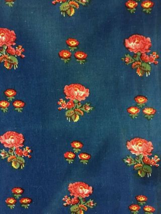 Charming 19th C.  French Indigo Floral Cotton Fabric (2773) 5