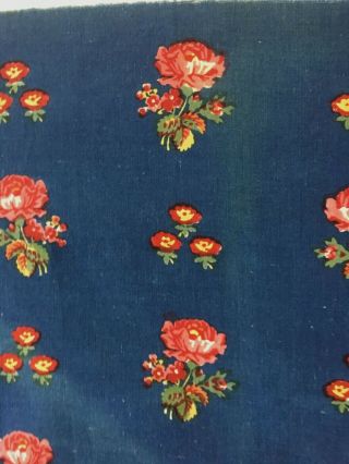 Charming 19th C.  French Indigo Floral Cotton Fabric (2773) 6