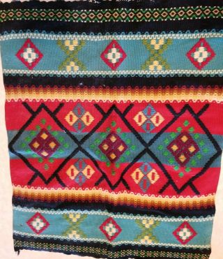 Greek Vintage Weaved Blanket 2 Feet By 3 Feet Wool Colors