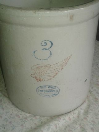 Antique Red Wing Stoneware No 3 Crock No Chips Or Cracks