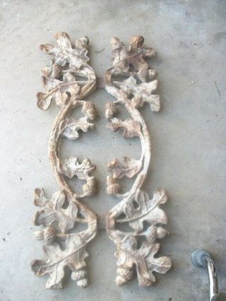 (2) Antique Cast Iron Architectural Salvage Panels/grate " Oak Leaves & Acorns "