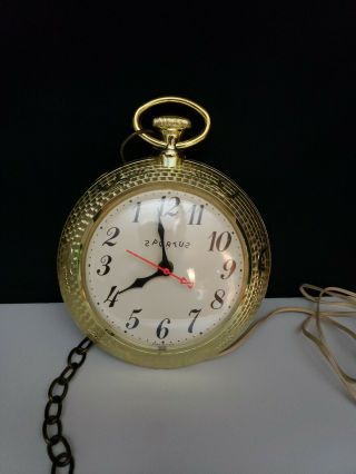 Vintage Spartus Pocketwatch Backward Running Electric Wall Clock