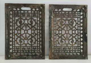 2 Cast Iron Grate/vent Covers Craftsman Victorian Wall Matching Pair 13x9