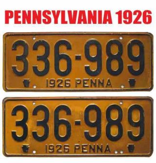 Pennsylvania 1926 License Plates Rare Pair - Can Be Registered To An Antique Car